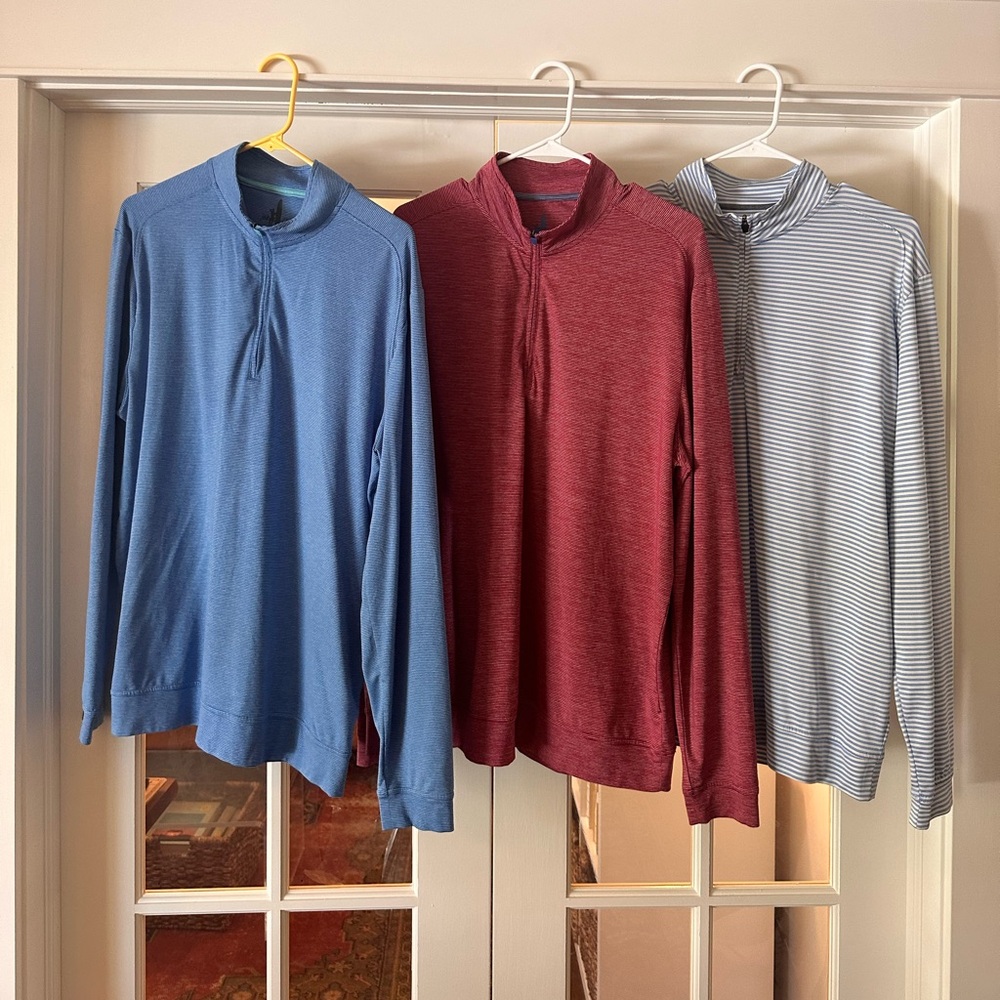 3 Johnnie-O Pullover Quarter Zips Men’s Size Large
